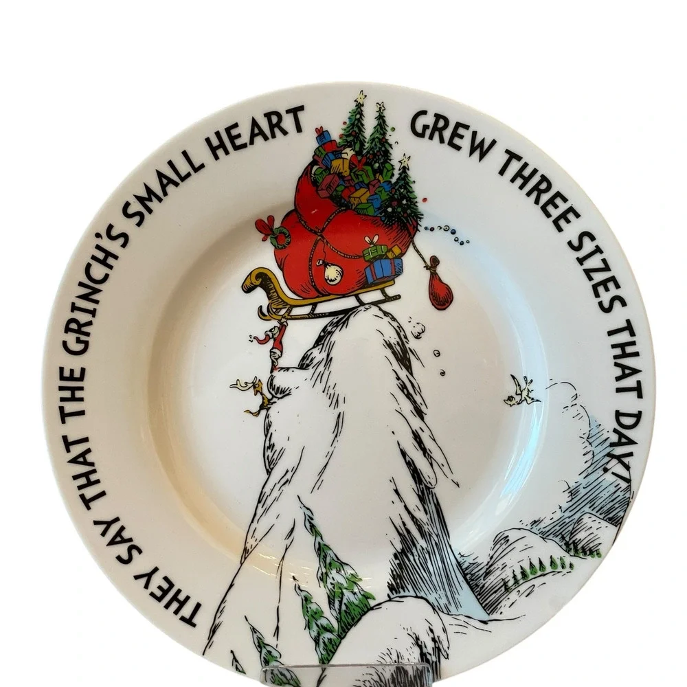 New Set of 3 Dr. Seuss The Grinch’s Small Heart Grew 3 Sizes Salad Plates